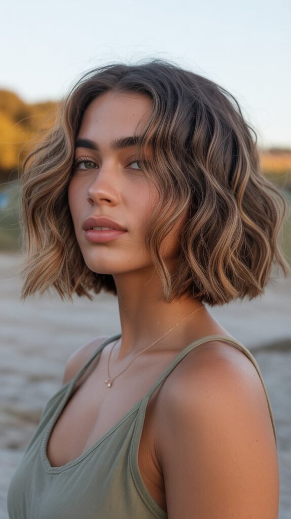 17. Wavy Bob: Soft Texture, Slimming Effect