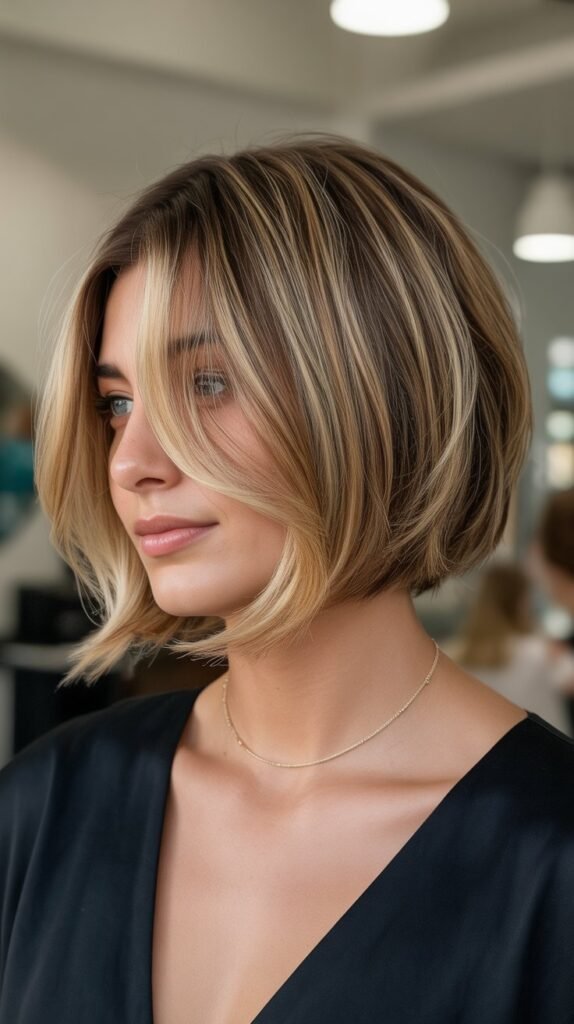 23. Choppy Bob Blowout with Lowlights