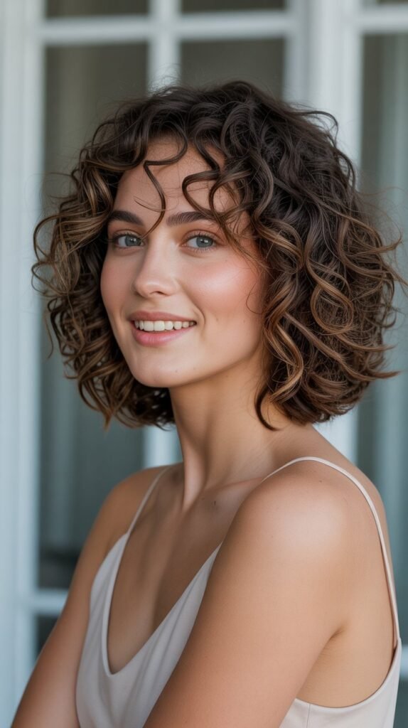 Curly Long Bob with Layered Definition