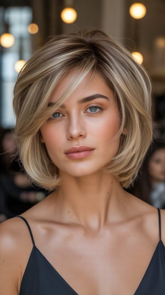  Layered Bob with Crown Volume