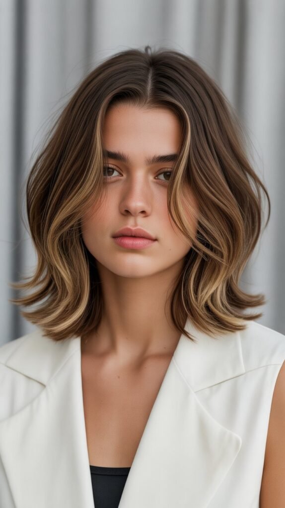 22. Layered Long Bob with Middle Part