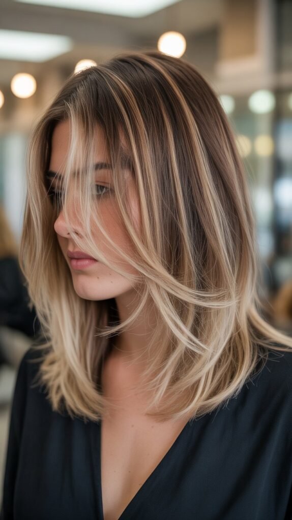 10. Layered Long Bob with Balayage