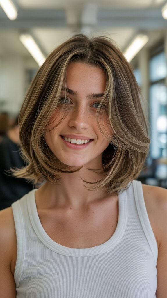 4. Layered Long Bob with Face-Framing Pieces