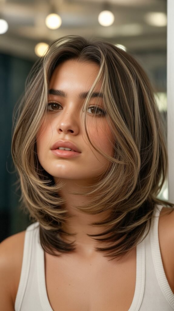 23. Layered Long Bob with Face-Framing Layers