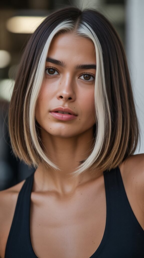 20. Long Bob with Money Piece Highlights