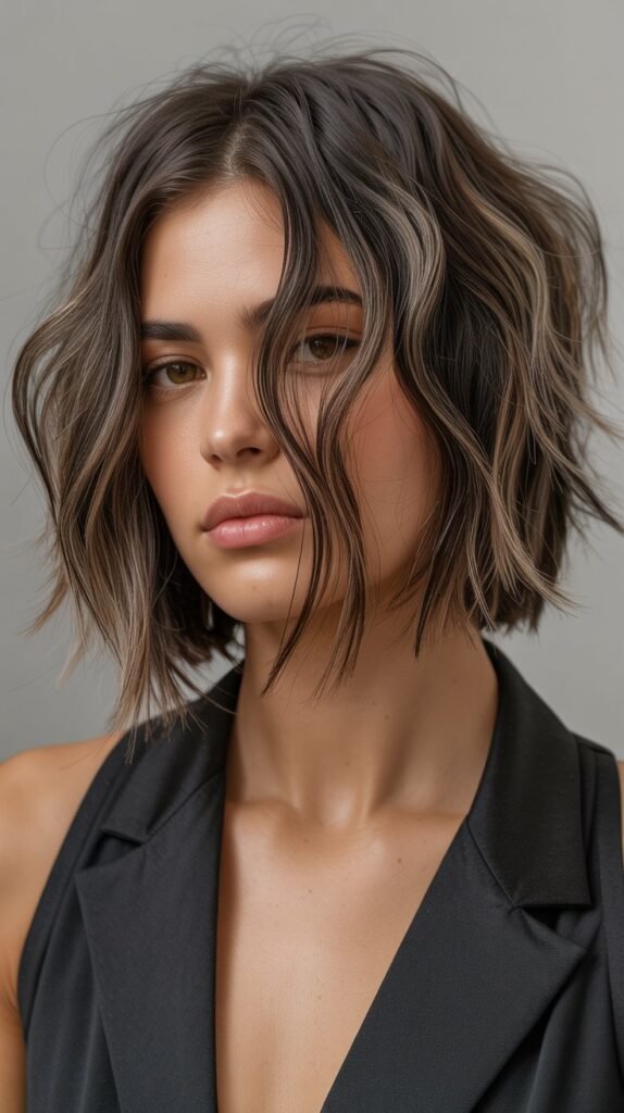 19. Piece-y Textured Long Bob