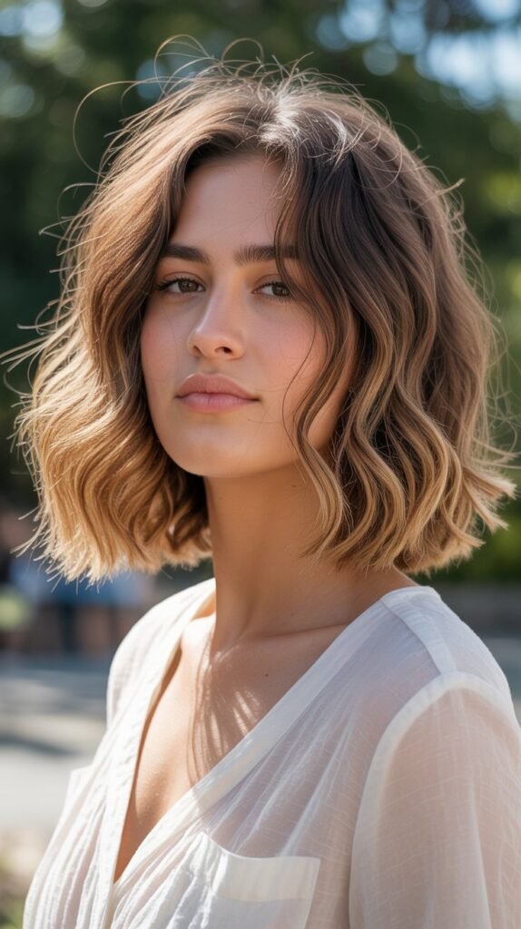 Wavy Textured Long Bob