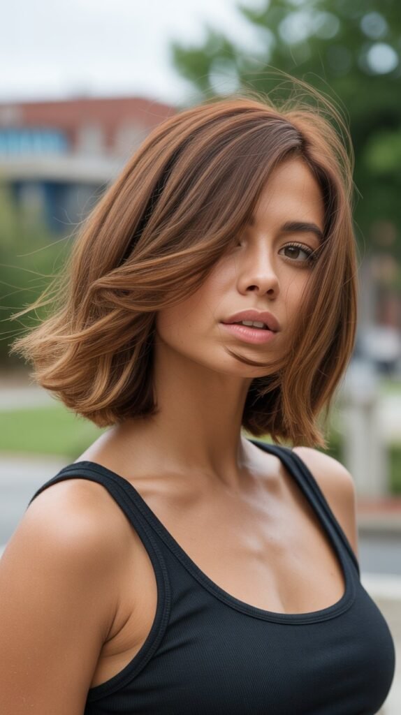 Shoulder-Skimming Layered Choppy Bob