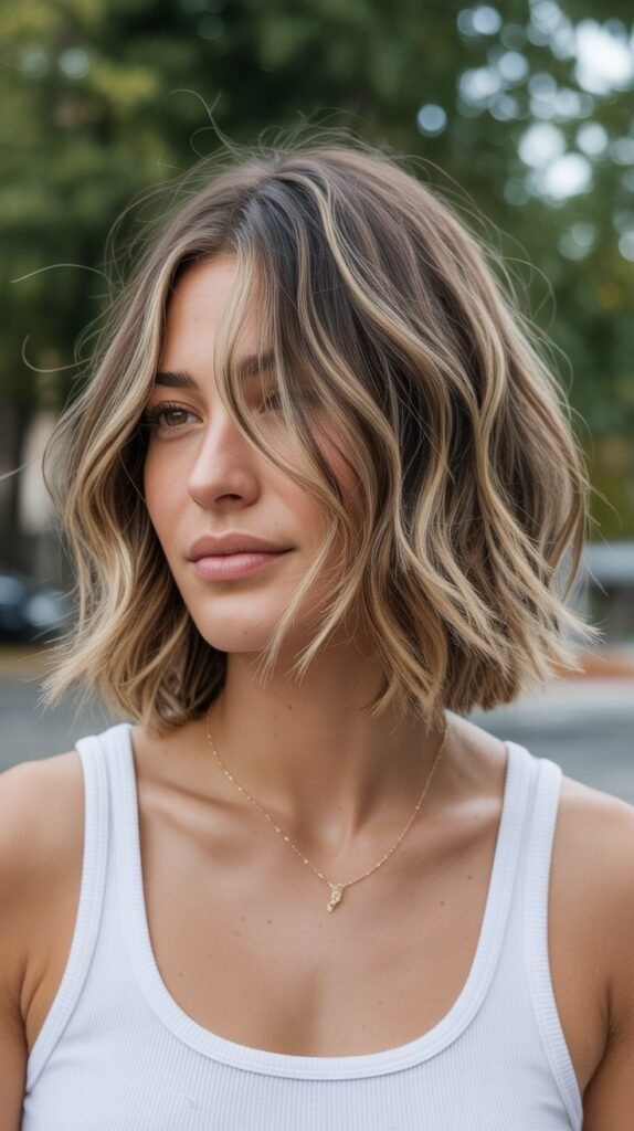 9. Textured Layered Long Bob