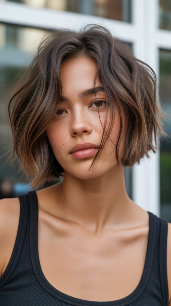 2. Textured Choppy Bob