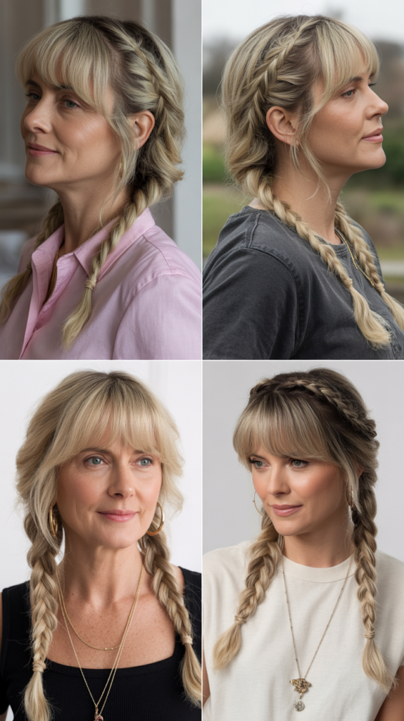 Curtain Bangs with Braids