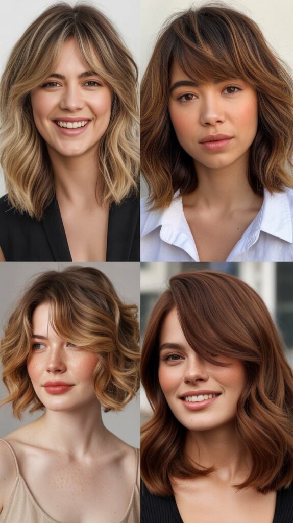 Medium Wavy Cut With Long Bangs