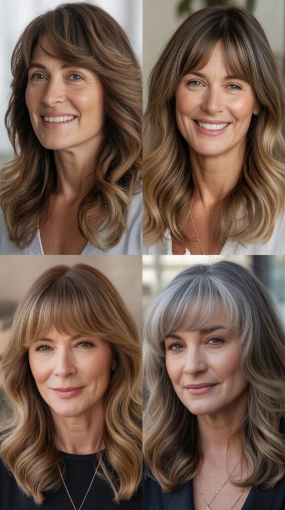 Layered Bangs with Dimensional Balayage