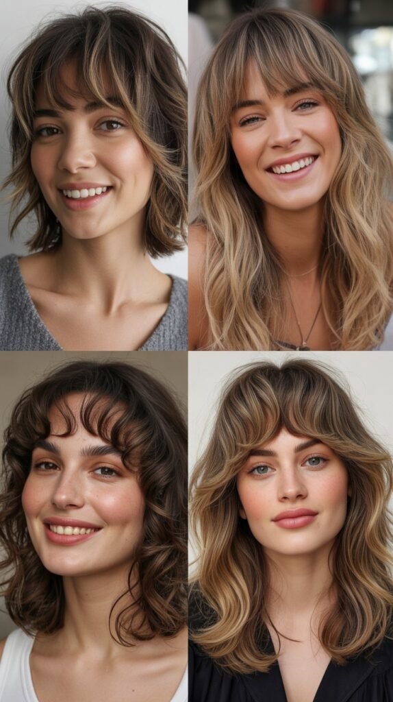 Feathery Bangs with Windswept Waves