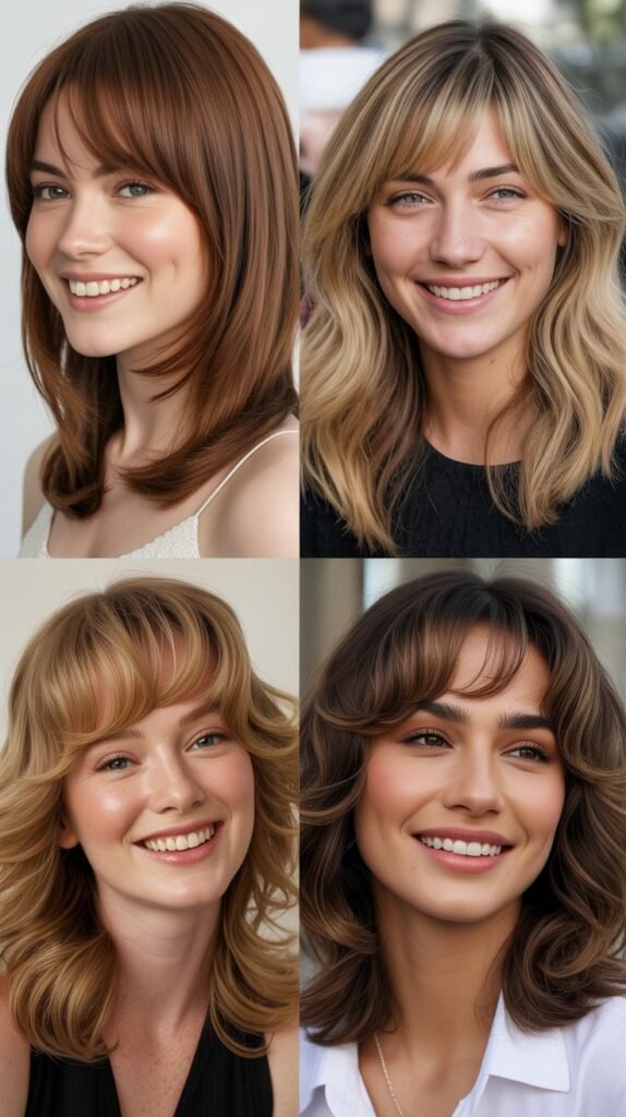  Medium Layers With Soft Rounded Bangs