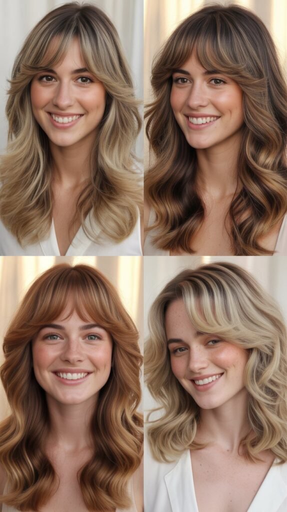 Feathered Curtain Bangs with Loose Waves