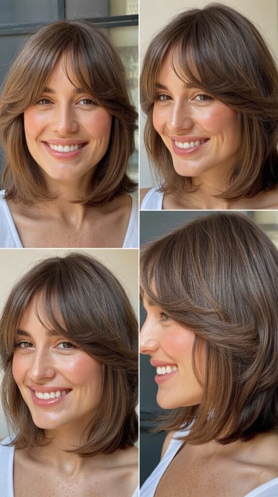Curtain Bangs with Layered Lob
