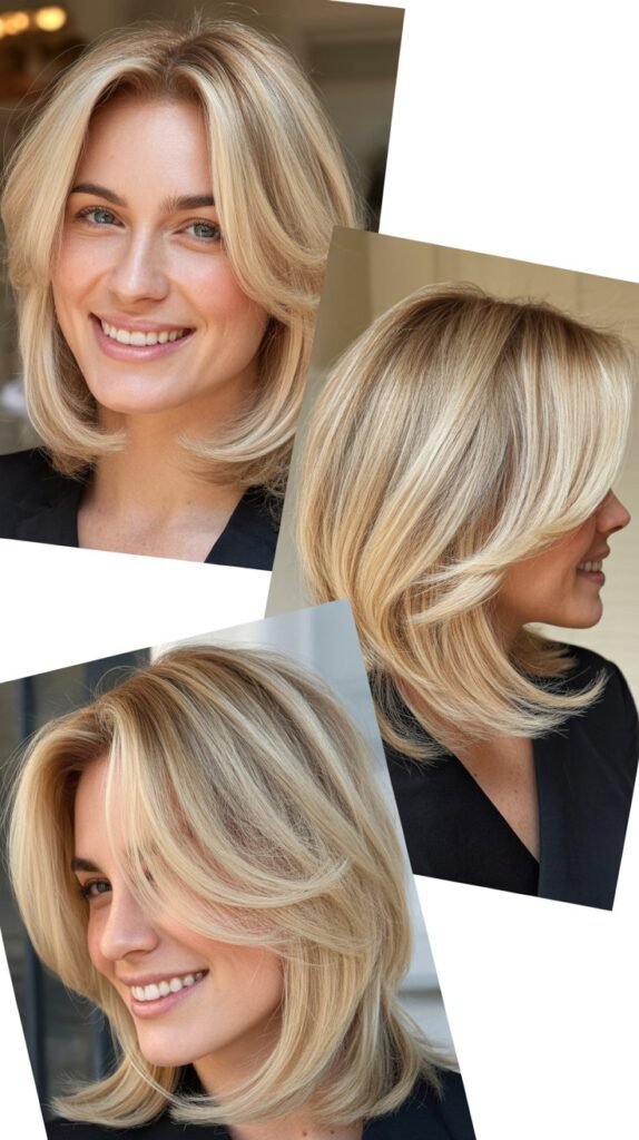  Cream Blonde with Diagonal Layers