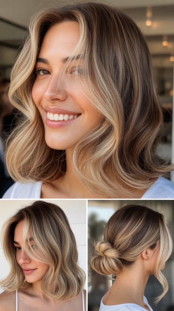 Champagne Blonde on Dark Brown Hair