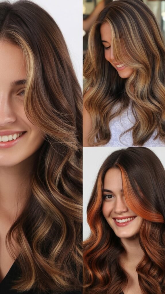 Ribbons of Caramel in Chocolate Hair