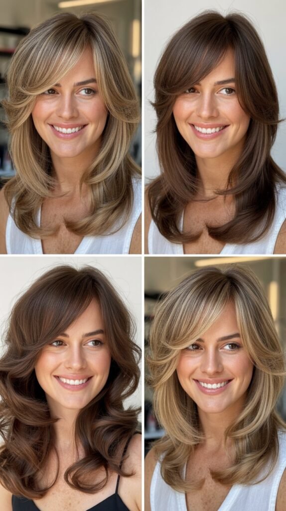 Butterfly Layers with Side-Parted Curtain Bangs