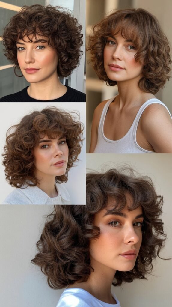 Curly Bob with Long Curl-Framing Bangs