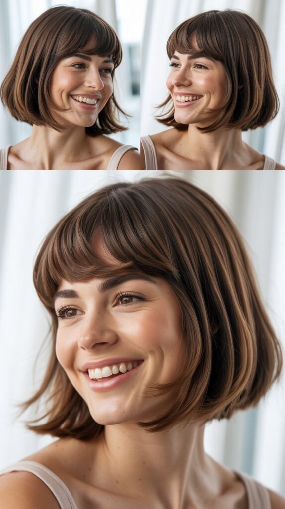 Rounded Bob with Curved Side Bangs