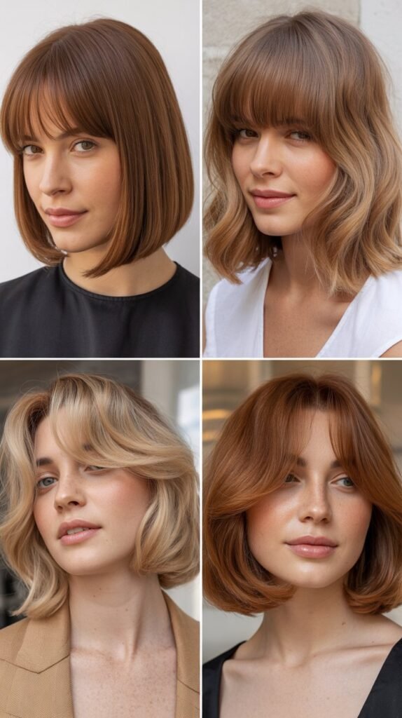 Rounded Bob With Long Curved Bangs