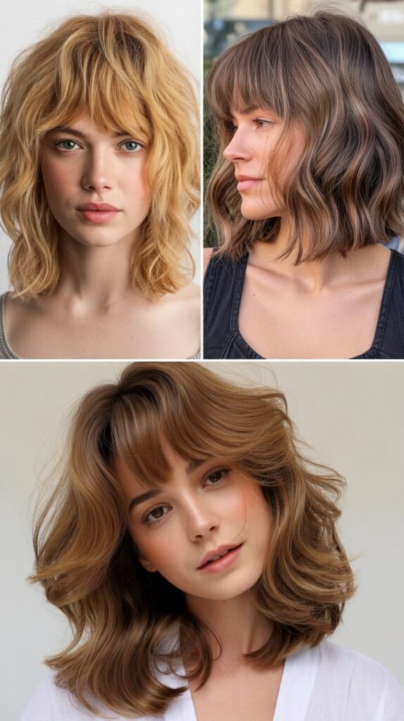  Choppy Bangs with Layered Waves