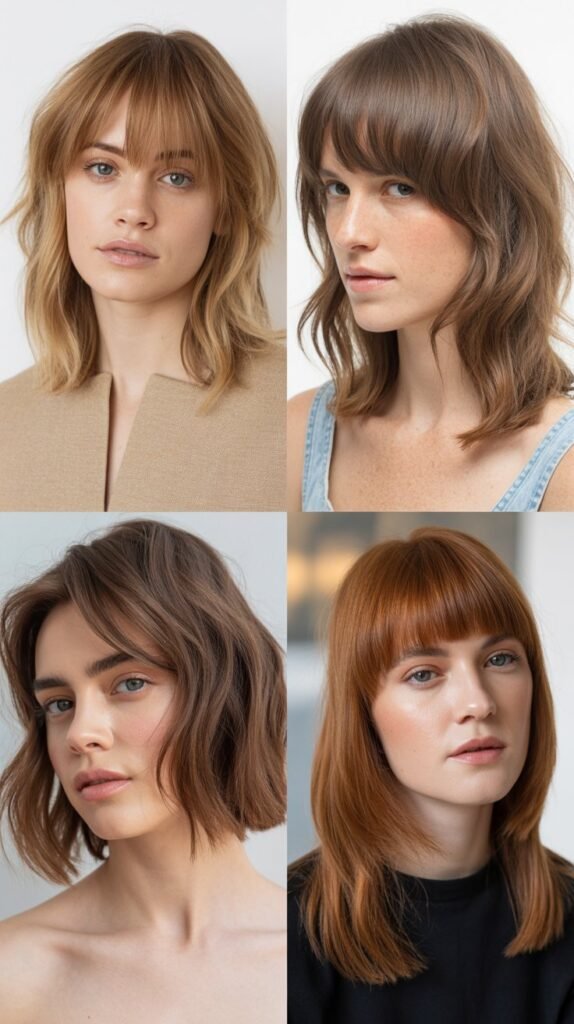Asymmetrical Lob with Angular Bangs