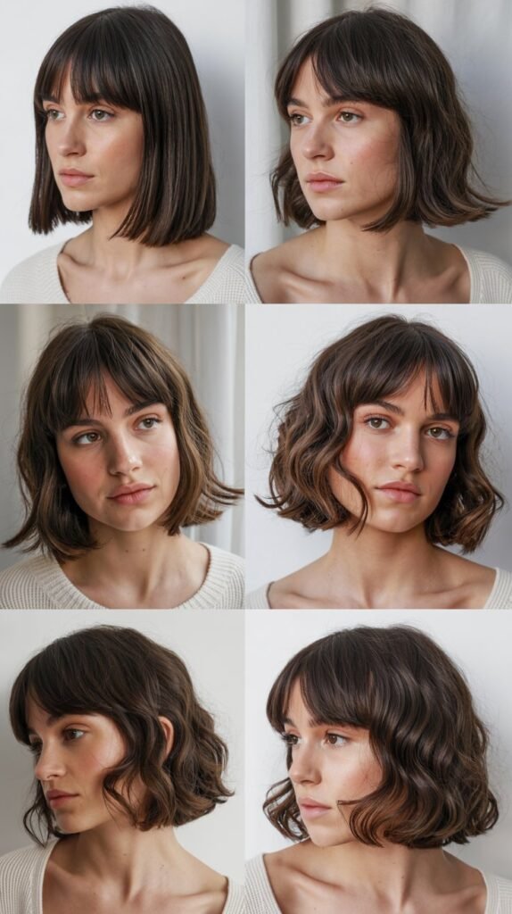 Chin-Length Bob with Curtain Bangs