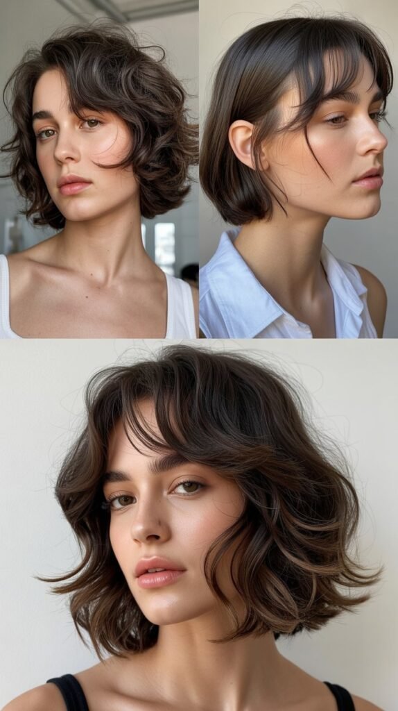 Undone Layered Bob with Grown-Out Bangs