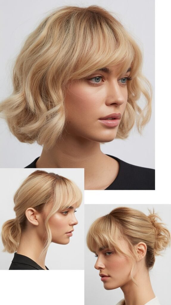 Beige Blonde with Choppy Side Bangs