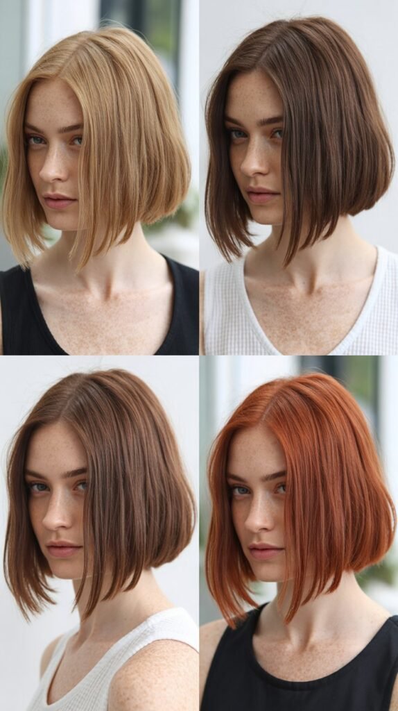Asymmetrical Side-Part Bob With Elongated Front Pieces