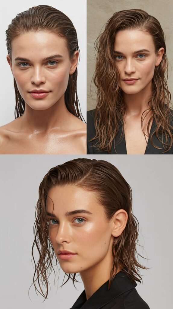 Slicked-Back Wet Look Waves