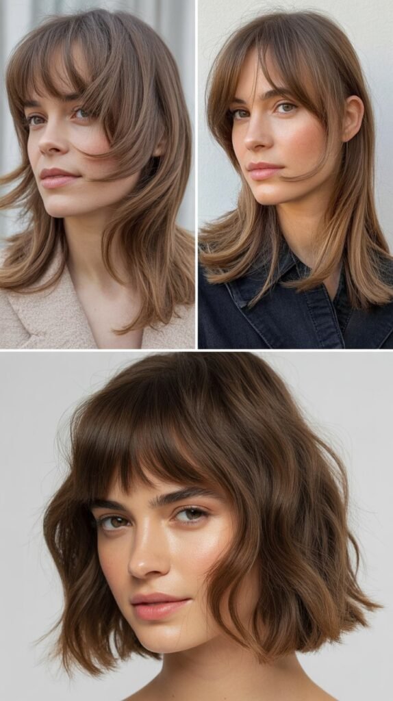 Wispy Curtain Bangs with Face-Framing Layers