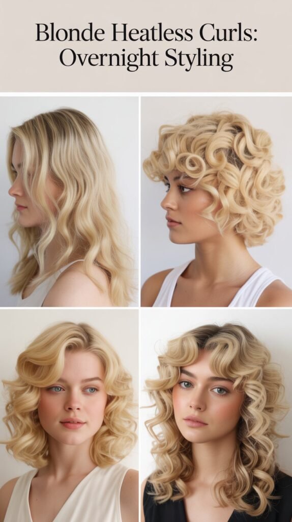 Blonde Heatless Curls: Overnight Styling