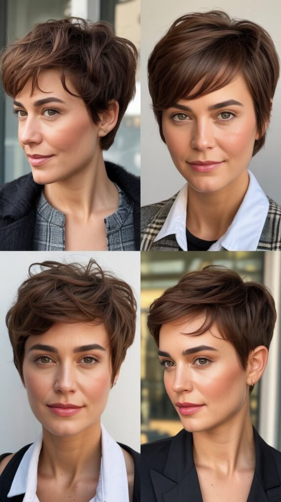 Layered Pixie With Dimensional Brunette Highlights