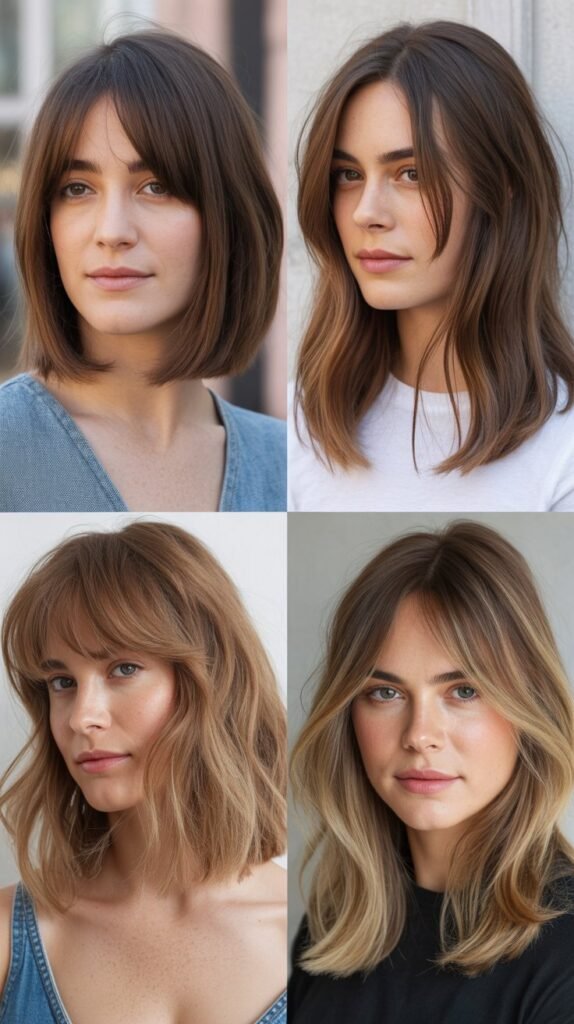  A-Line Long Bob With Wispy Bangs