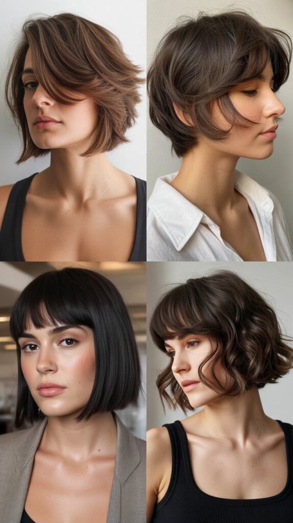 Inverted Layered Bob with Side Bangs