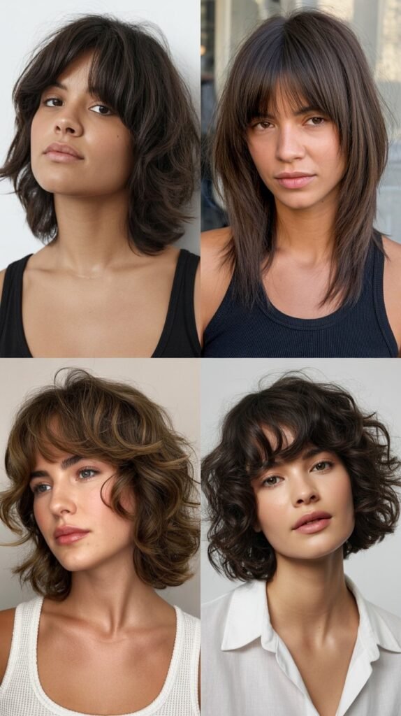 Shaggy Long Bob With Bottleneck Bangs