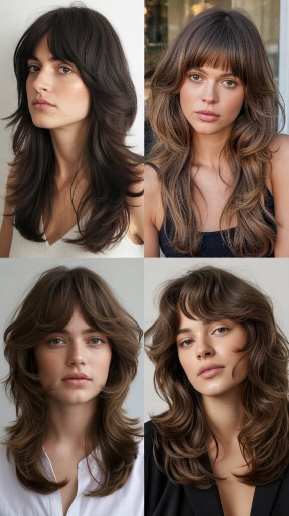  Long Layers With Choppy Bangs