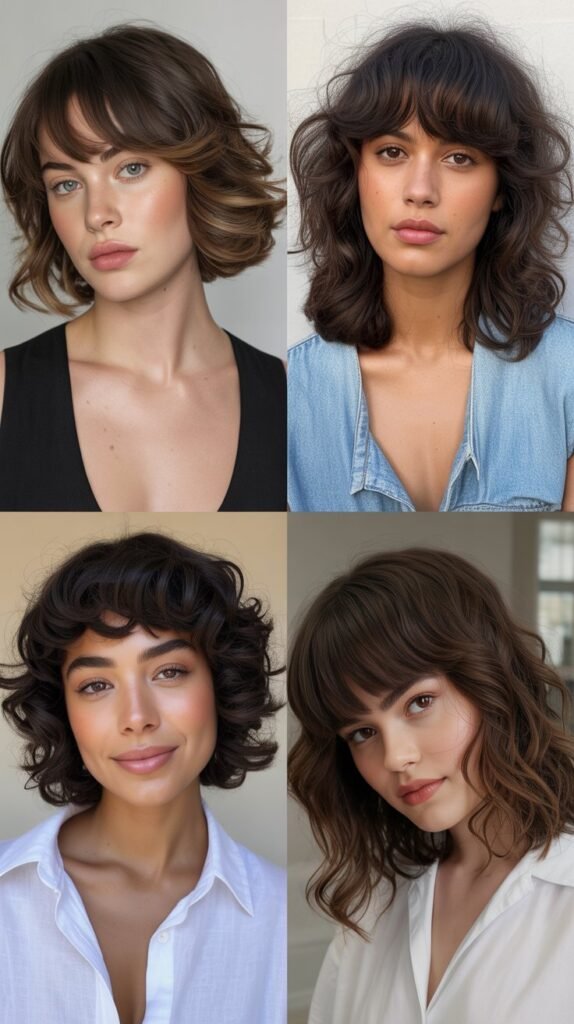 Bouncy Lob with Voluminous Bangs