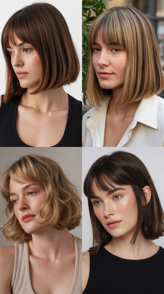 Sleek Layered Bob with Straight-Across Bangs