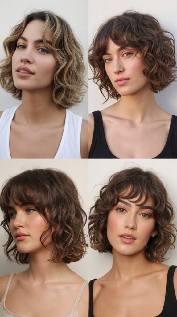Tousled Wavy Bob With Long Piecey Bangs
