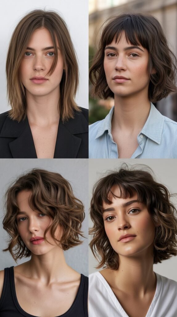 Shaggy Bob With Side Part And Wispy Bangs