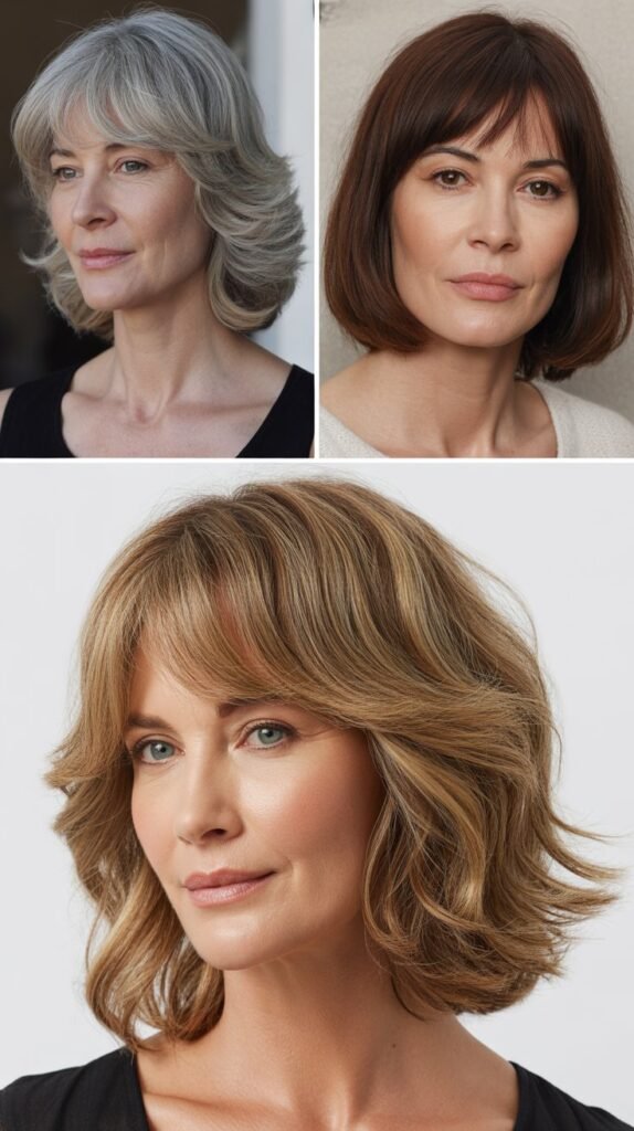 Shoulder-Length Cut with Curtain Bangs