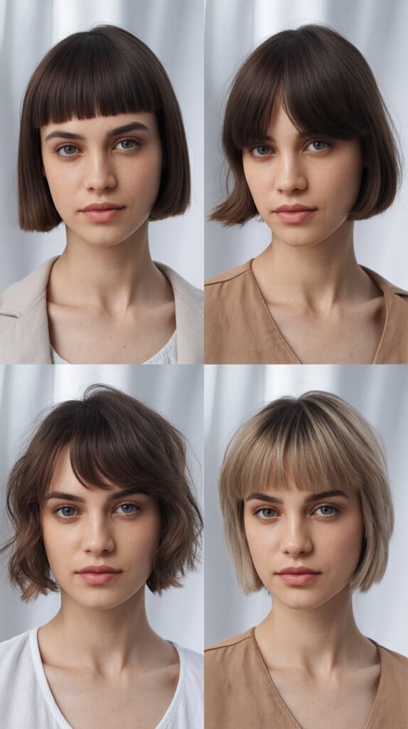 Micro Bob With Side Part And Extended Bangs