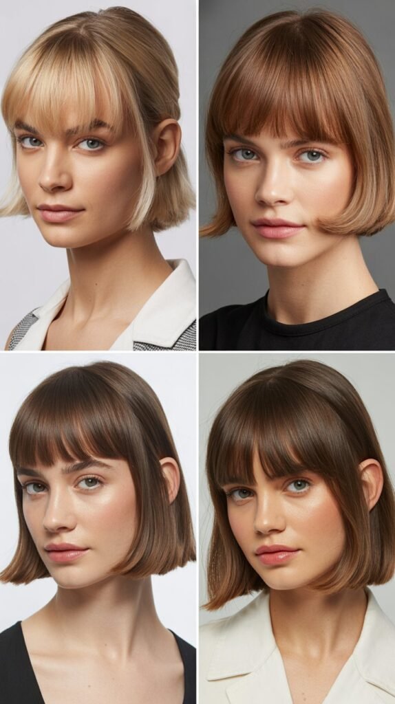 Polished Curtain Bangs With Tucked Ends