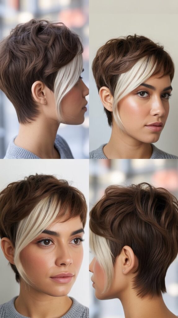 Pixie Cut With Platinum Blonde Money Pieces